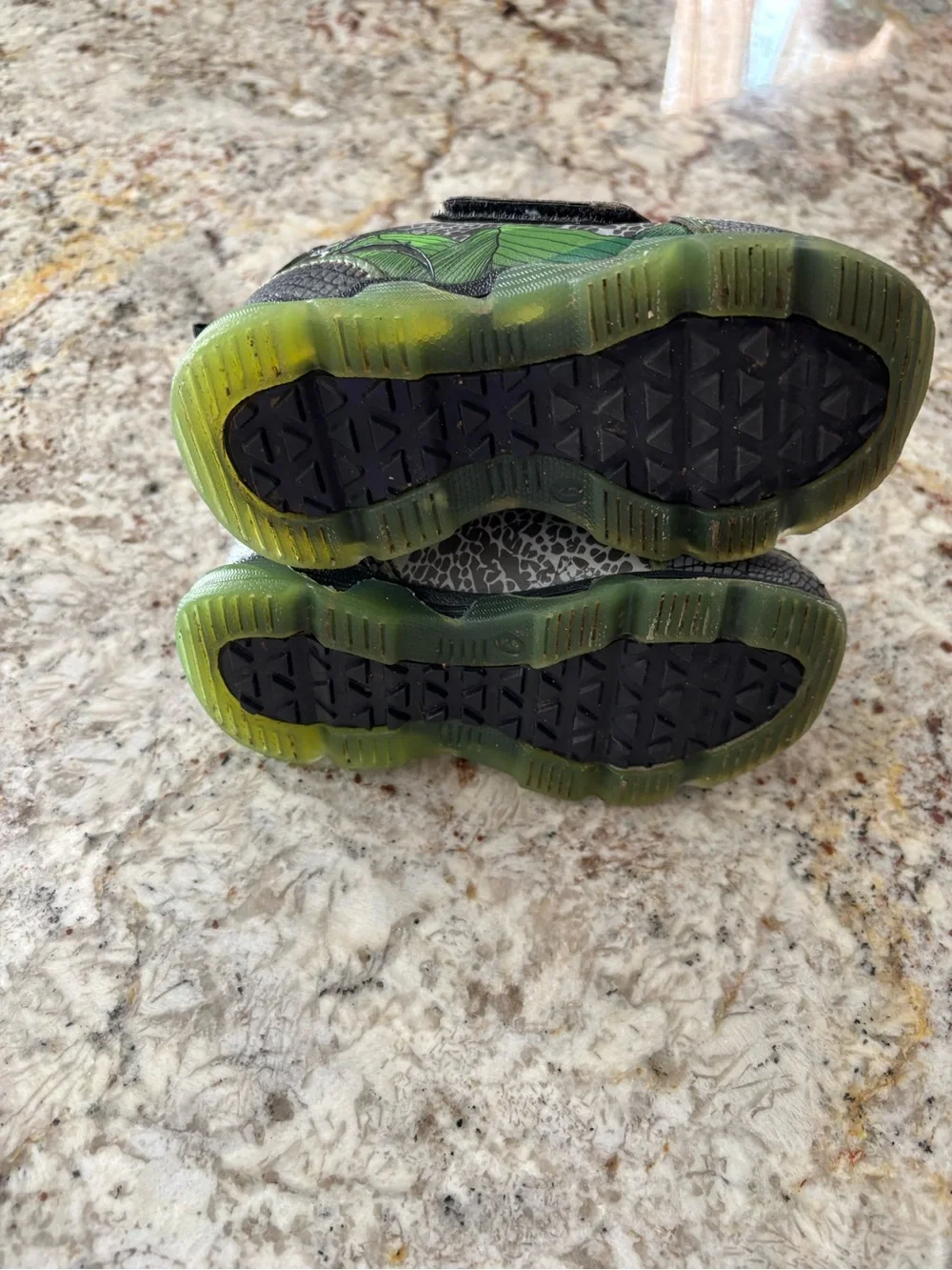 Boys' Dinosaur Velcro Sneakers in Green and Gray